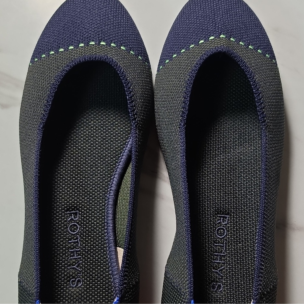 Rothy's Women's Blue Green Knit‎ Slip-On Ballet Flats Pointed Toe US 7.5 EU 38